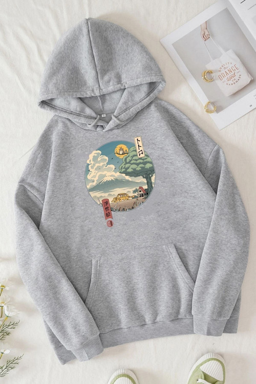 Unisex Neighbor's Ukiyo E Baskılı Sweatshirt