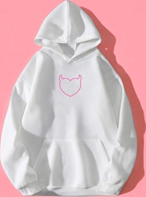Kalp Baskılı Unisex Oversize Sweatshirt