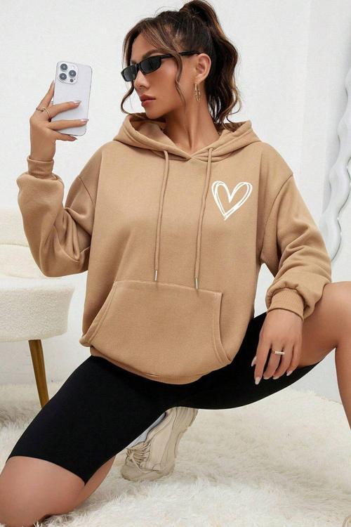 Unisex Heart Baskılı Oversize Sweatshirt
