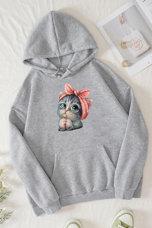 Unisex Sevimli Kedi Sweatshirt