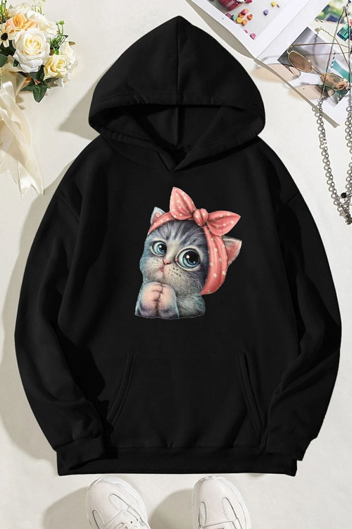 Unisex Sevimli Kedi Sweatshirt