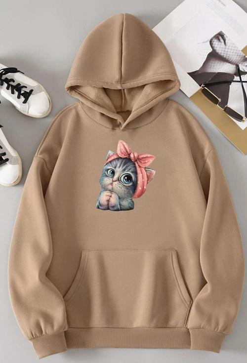 Unisex Sevimli Kedi Sweatshirt