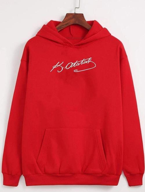 Unisex K.atatürk Imza Baskılı Sweatshirt