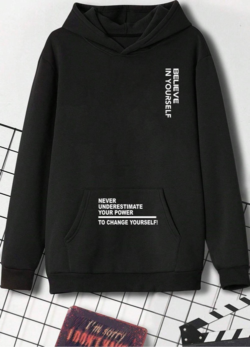 Belive in Yourself Baskılı Oversize Sweatshirt