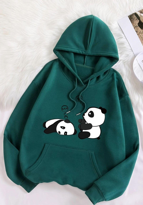 Unisex Panda Baskılı Oversize Sweatshirt