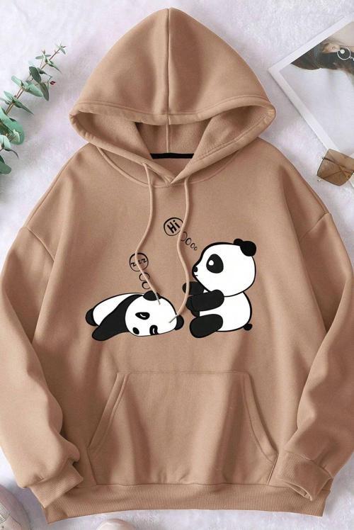 Unisex Panda Baskılı Oversize Sweatshirt