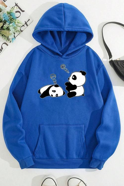 Unisex Panda Baskılı Oversize Sweatshirt