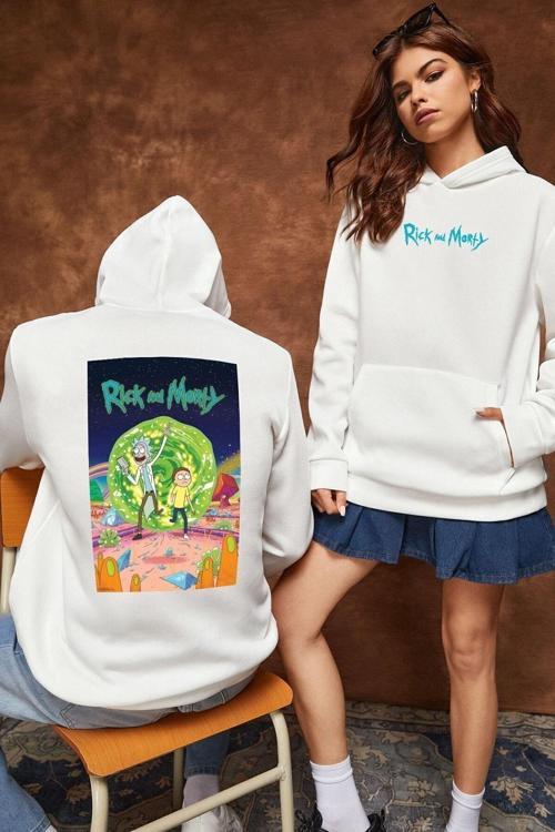 Unisex Rick And Morty Baskılı Sweatshirt