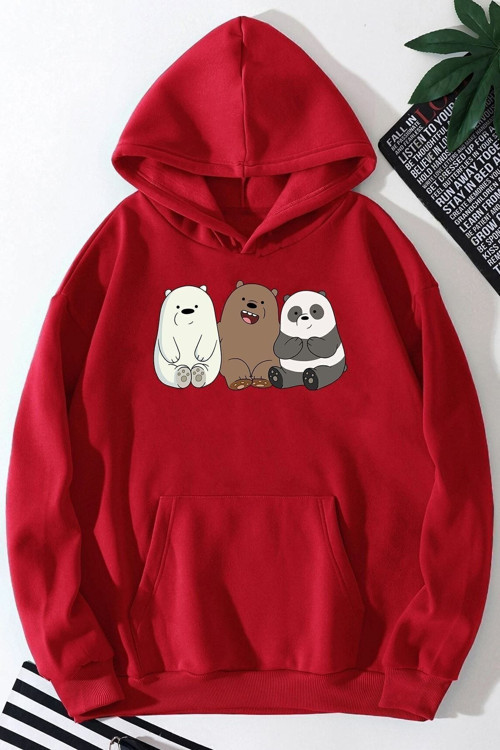 Unisex Kafadar Ayılar Baskılı Sweatshirt