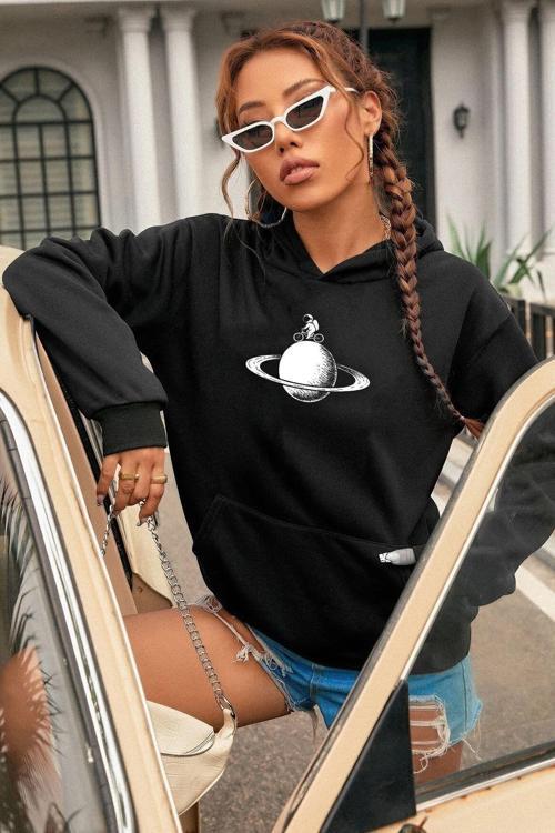 Unisex Astronaut Rides Baskılı Sweatshirt