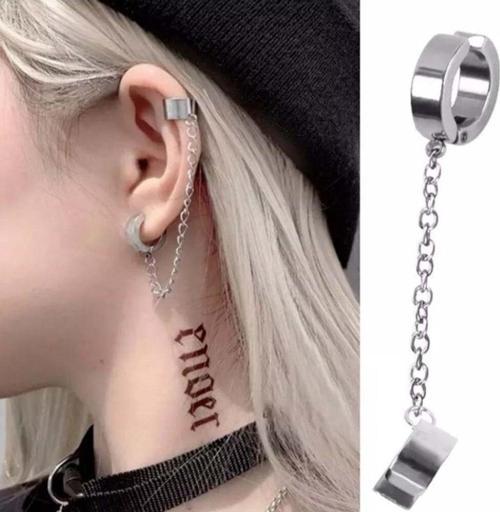 Kıkırdak Ve Zincirli Küpe Şık Hediyelik Aksesuar Takı Süs