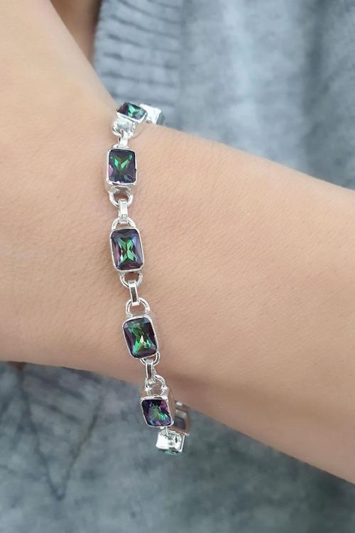 Mistik Topaz Taşlı 925 ayar Gümüş Tasarım Bileklik
