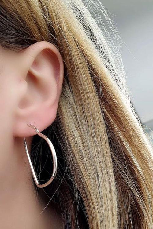 925ayar Gümüş Kalp Şeklinde Halka Küpe