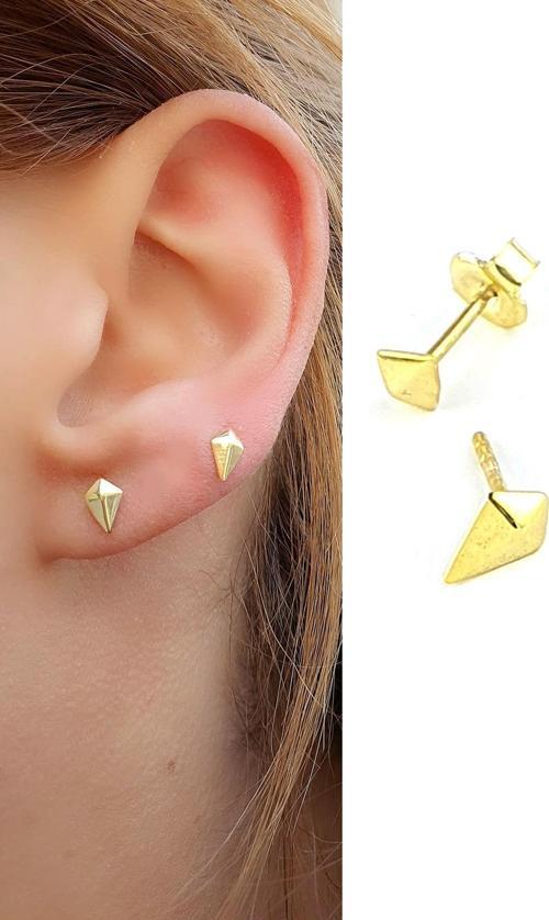 925ayar Gümüş Üzerine Altın Kaplama Luxry Tasarım Konik Trend Minimal Küpe 