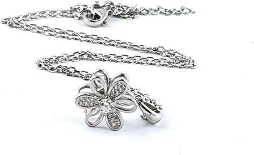 Pırlanta Parlaklığında Zirkon Taşlı 925ayar Gümüş hareketli çiçek kolye 