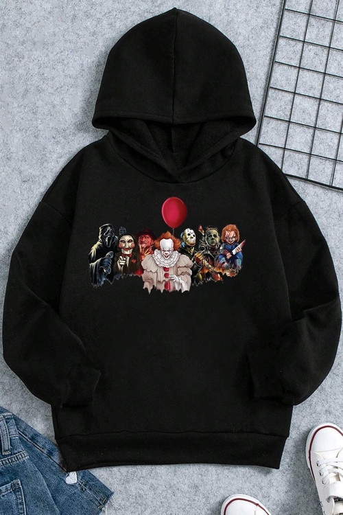 Korku Karakterleri Baskılı Erkek - Kız Çocuk Rahat Kalıp Sweatshirt