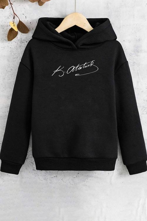 Çocuk K.atatürk Imza Baskılı Sweatshirt