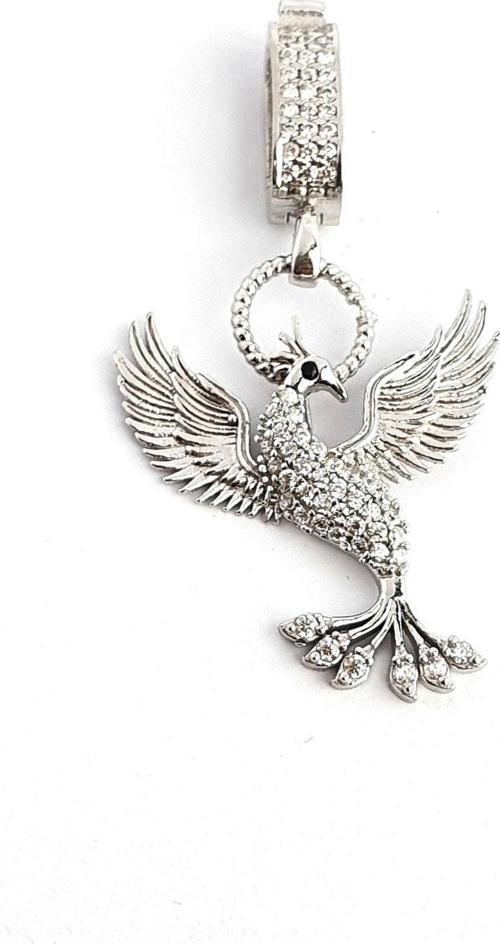 Zirkon Taş Detaylı 925ayar Gümüş Anka Kuşu Luxury Tasarım Charm Kolye Ucu 