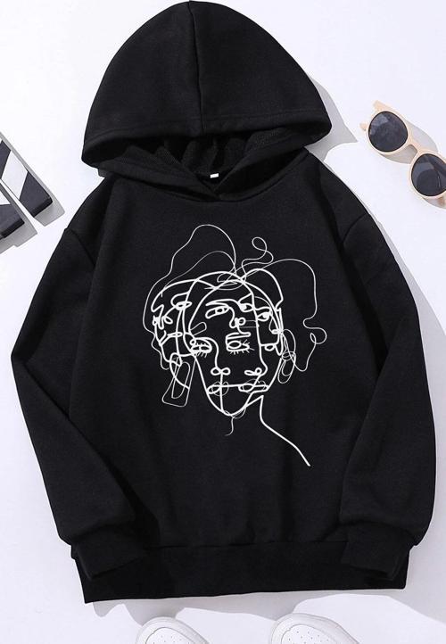 Çocuk Woman One Line Baskılı Sweatshirt