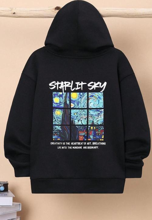 Starlit Sky Baskılı Erkek - Kız Çocuk Rahat Kalıp Sweatshirt