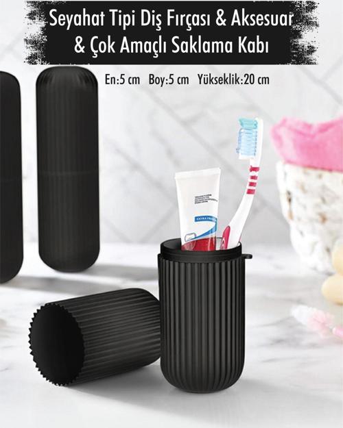 Siyah Seyahat Tipi Diş Fırçası & Aksesuar Kutusu & Çok Amaçlı Saklama Kabı