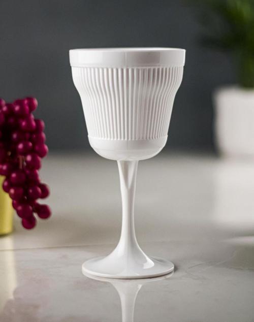 Akrilik Beyaz Tekli Kadeh & Su Meşrubat Kahve Yanı Bardağı 300 ml ( Cam Değildir )