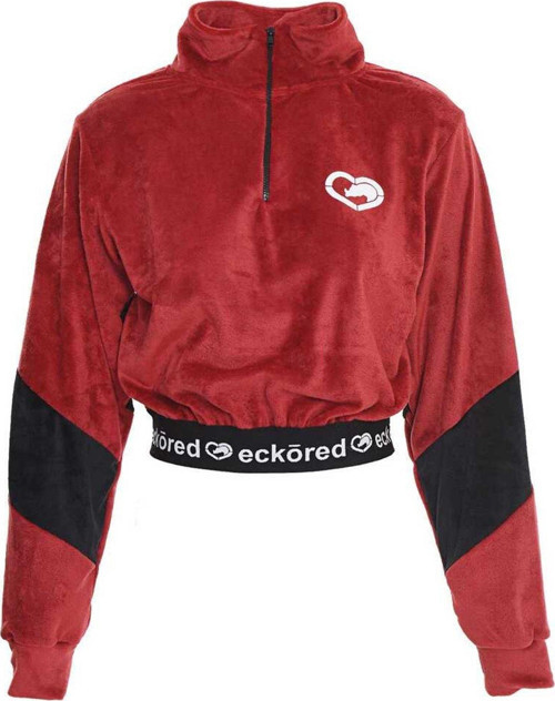red SARA Kadın Kadife Fermuarlı Sweatshirt