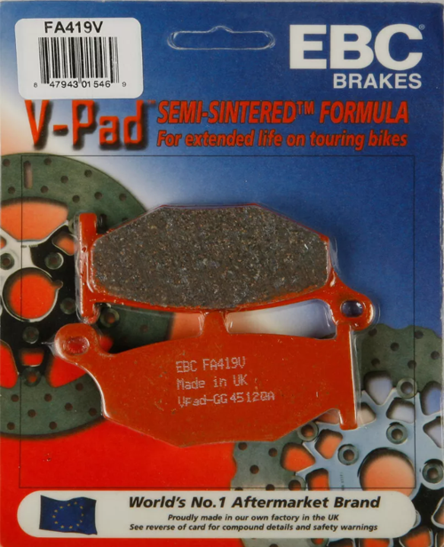 Fa419V 2007-2008 Suzuki GSX-R 1000 Uyumlu Arka Fren Balatası Yarı Sinterli Balata