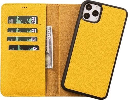 Apple iPhone 11 Pro Max Uyumlu Deri Cüzdanlı Kılıf FL12 Sarı