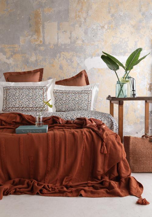 ÇİFT KİŞİLİK TRIKOLU BATTANIYELI SET STAMPINO TERRACOTTA - NEVRESIM