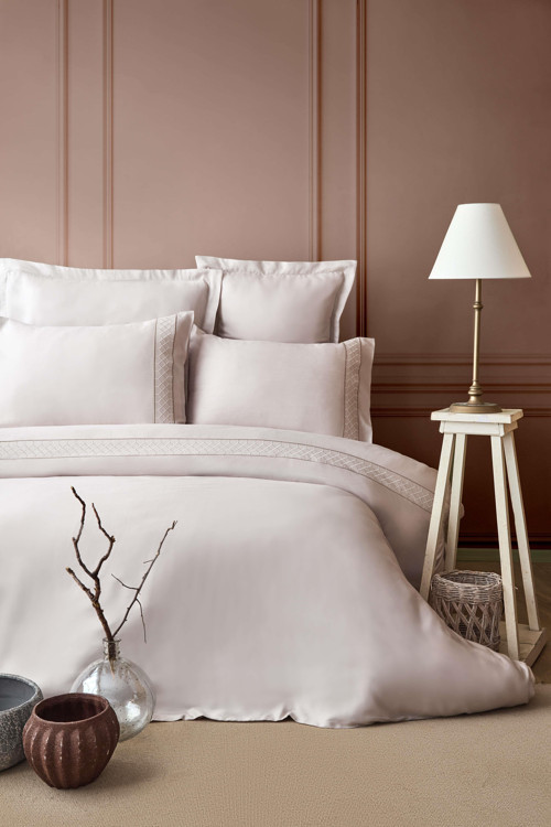 ÇİFT KİŞİLİK NAKIŞLI BAMBU NEVRESİM TAKIMI HERA BEIGE - NEVRESIM