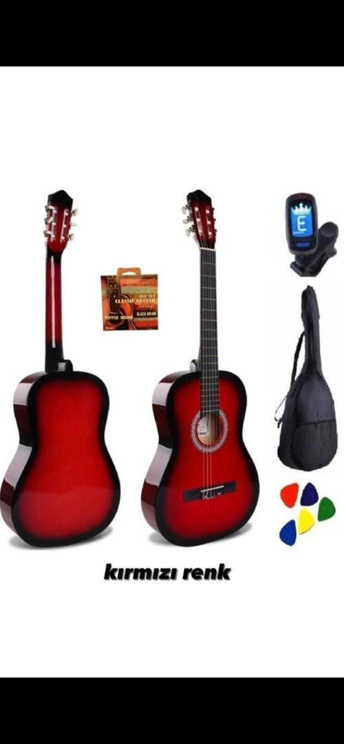 Che Klasik Gitar Tam Boy 4/4 Gitar Kılıf Akort Cihazı Yedek Tel Pena Full Set