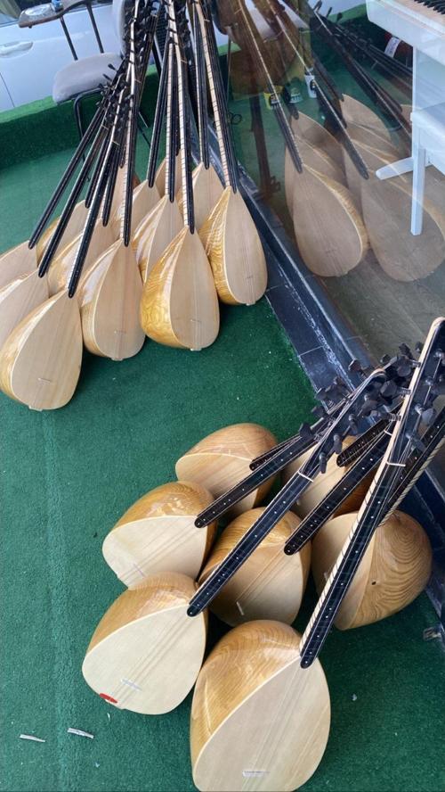 Oyma Kestane Saz Bağlama El Yapımı Oyma Saz Kısa Sap Oyma Kestane
