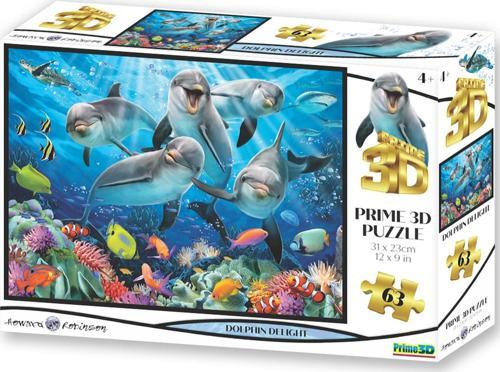 Prime 3D - Sevimli Yunuslar 63 Parça Puzzle 10529