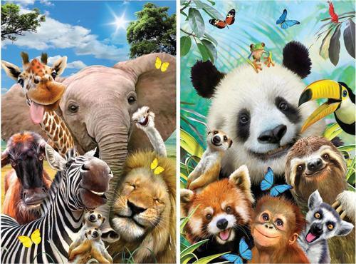Prime 3D Afrika Hayvanları ve Hayvanlar Alemi Selfie İkili Puzzle 200 Parça 10237