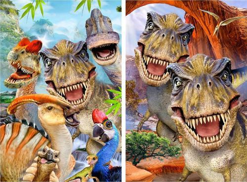 Prime 3D Dinozorlar ve T-Rex Selfie İkili Puzzle 200 Parça 10235