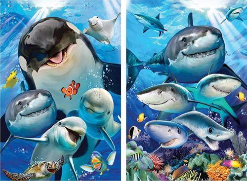 Prime 3D Okyanus Balıkları ve Köpekbalıkları Selfie İkili Puzzle 200 Parça 10234