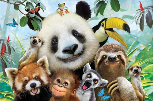 Prime 3D Sevimli Hayvanlar Selfie Çift Taraflı Puzzle 200 Parça 3