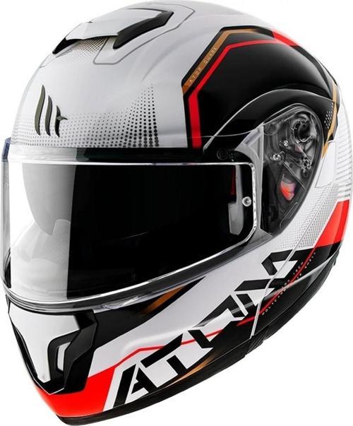 Atom Quark Çene Açılır Kask Vizörlü Red