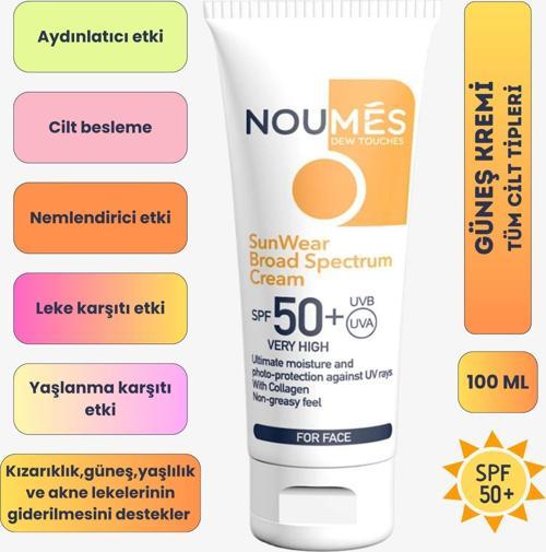 Noumes Güneş Koruyucu Yüz Kremi SPF50+ 100 ml 8684225240018