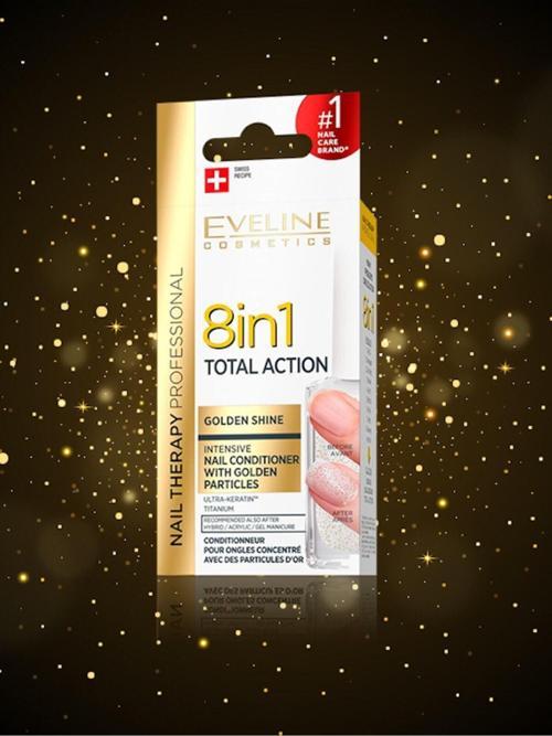 EVELINE 8'i 1 Arada Total Bakım Altın Işıltısı Tırnak Bakım - 8 In 1 Total Action Golden Shine 12 ml 5901761972436
