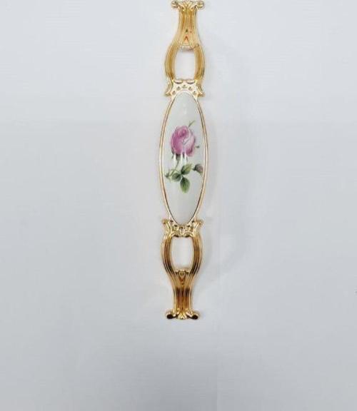 ZÜMRE 128 mm Metal GOLD  Kasa Beyaz  GÜL Desenli  / 5 ADET