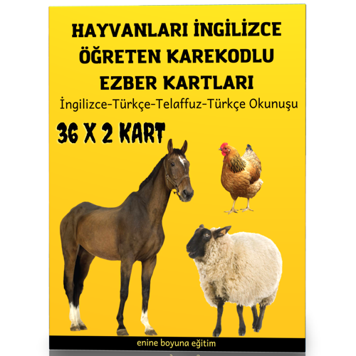 Hayvanları İngilizce Öğreten Karekodlu Ezber Kartları - Enine Boyuna Eğitim