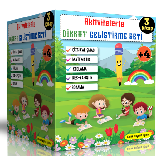 Aktivitelerle Dikkat Geliştirme Seti (3 Süper Kitap) - Enine Boyuna Eğitim
