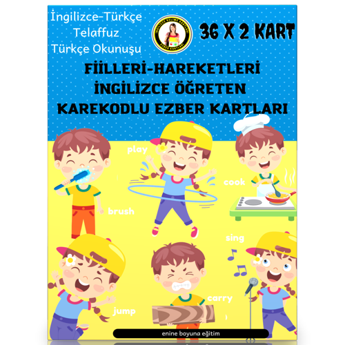 İngilizce Fiilleri Öğreten Karekodlu Kartlar - Enine Boyuna Eğitim