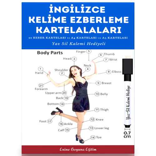 İngilizce Kelime Ezberleme Kartelaları (22 Kartela) - Enine Boyuna Eğitim