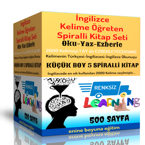 İngilizce Kelime Öğreten Kitap Seti (Küçük Boy 5 Spiralli Kitap) - Renksiz - Enine Boyuna Eğitim