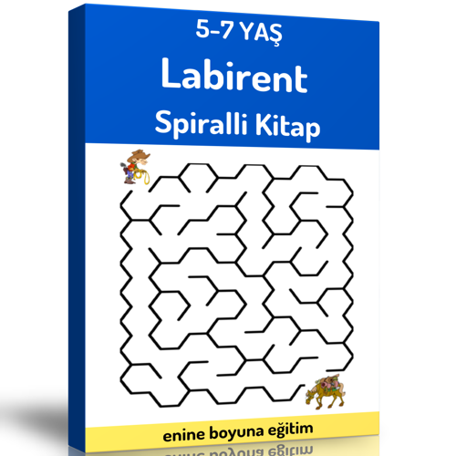 Okul Öncesi 5-7 Yaş Labirent Bulmaca Kitabı (Spiralli) - Enine Boyuna Eğitim
