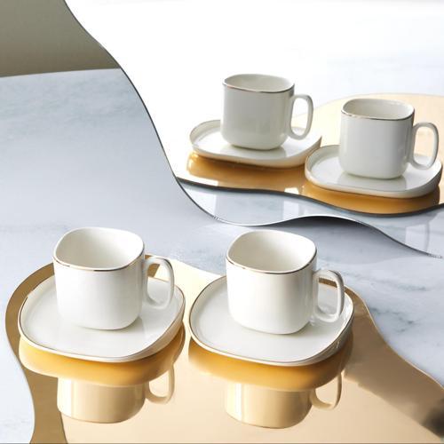 Plato 6 Kişilik Porselen Kahve Fincan Takımı 90 ml