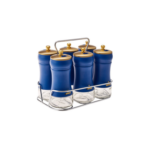 Blue Berry 7 Parça Kare Cam Baharat Takımı